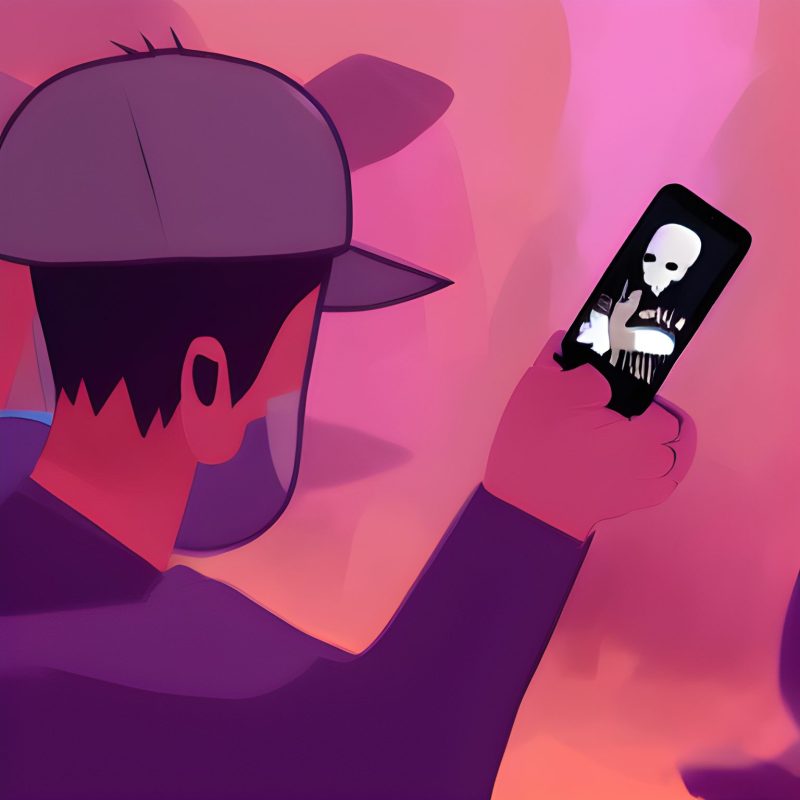 A boy uses his phone to record a video at a metal concert digital art, trending on artstation, hd